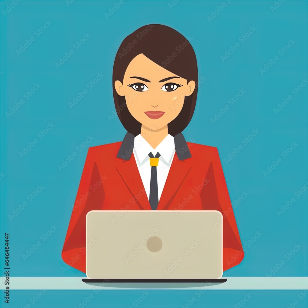 Flat design illustration of a woman with business attire typing on a laptop. Great for business, corporate, blogs, presentations, explainers, animations, websites and more. Flat design illustration of a woman with business attire typing on a laptop. Great for business, corporate, blogs, presentations, explainers, animations, websites and more.