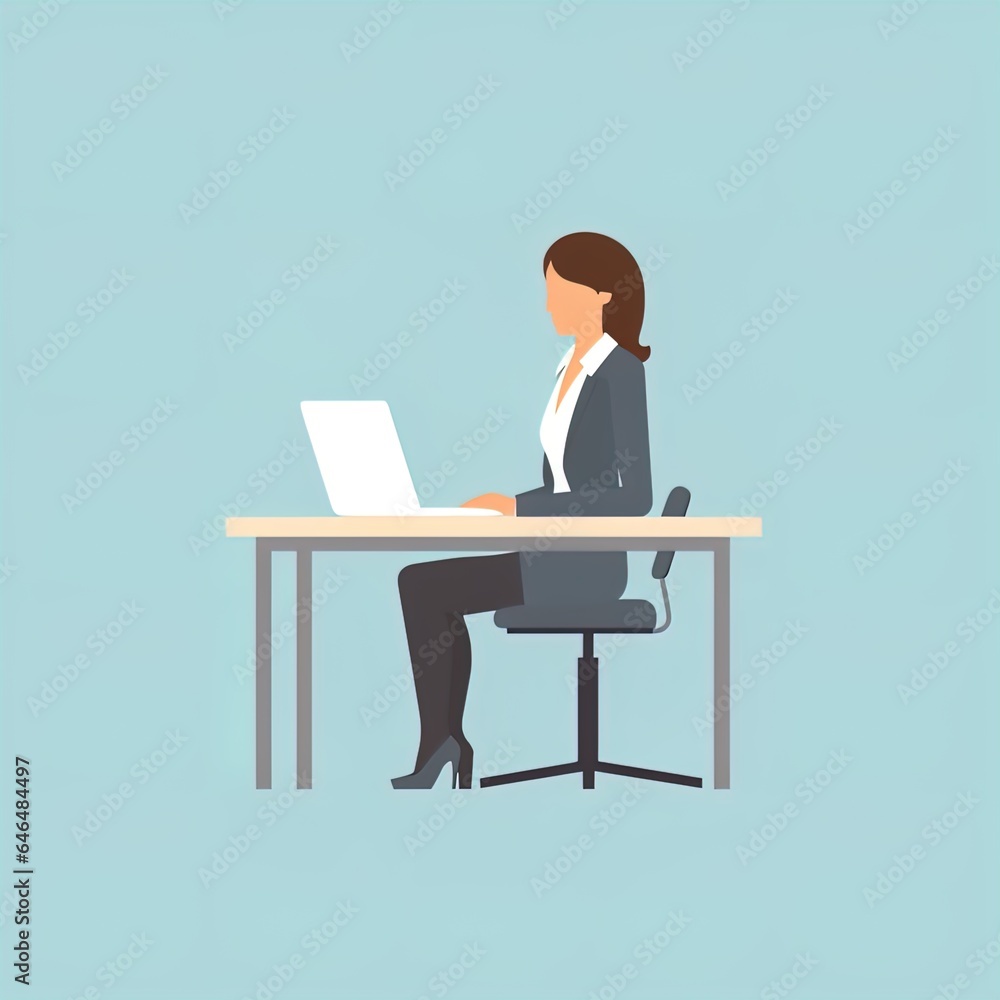 Flat design illustration of a woman with business attire typing on a laptop. Great for business, corporate, blogs, presentations, explainers, animations, websites and more. Flat design illustration of a woman with business attire typing on a laptop. Great for business, corporate, blogs, presentations, explainers, animations, websites and more.