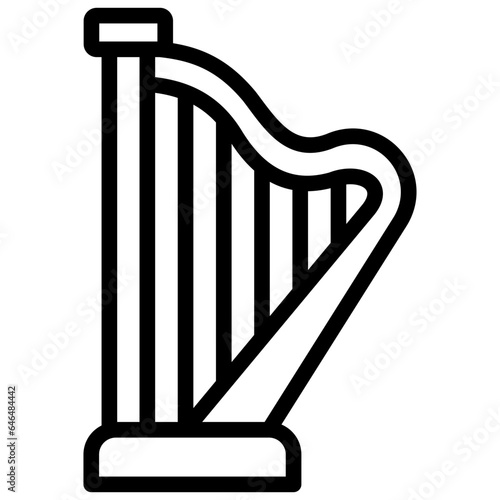 harp icon illustration design with outline