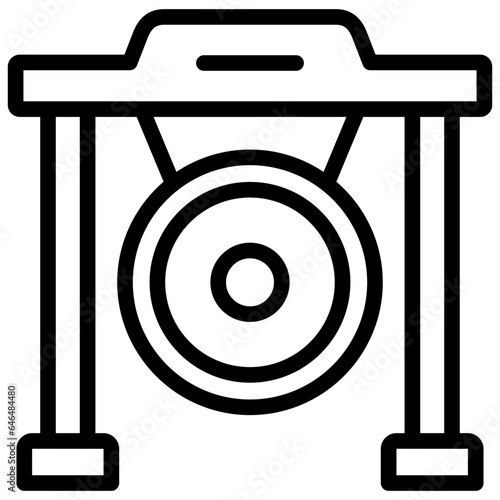gong icon illustration design with outline