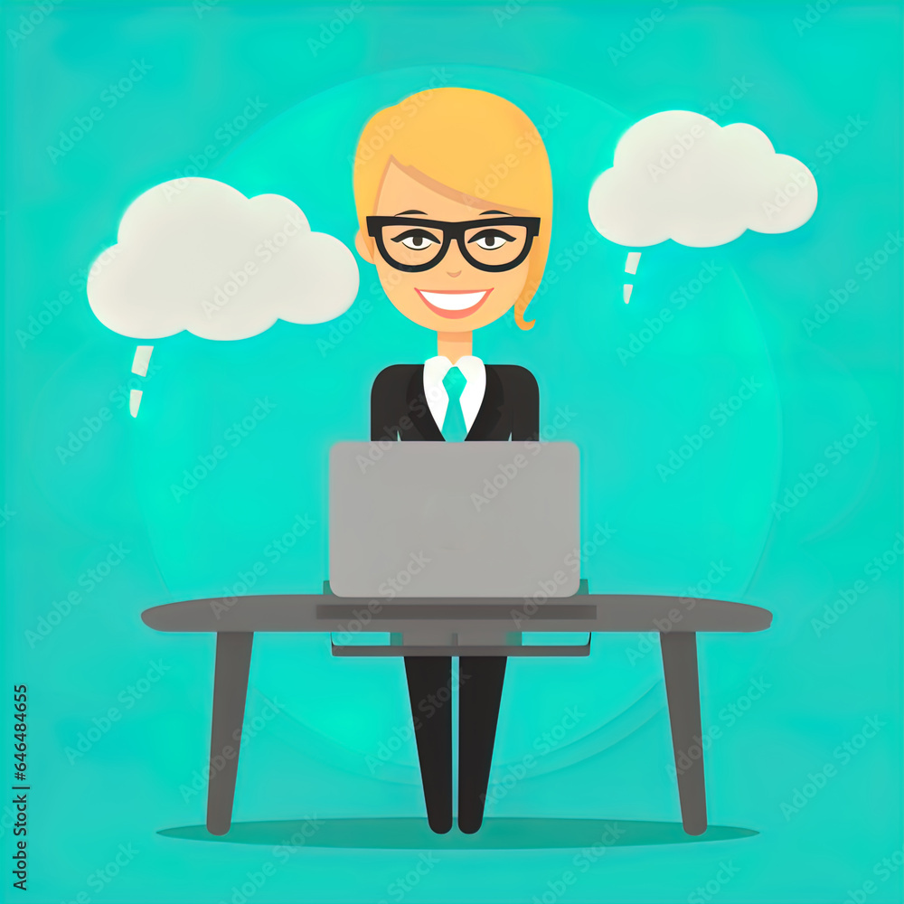 Flat design illustration of a woman with business attire typing on a laptop. Great for business, corporate, blogs, presentations, explainers, animations, websites and more. Flat design illustration of a woman with business attire typing on a laptop. Great for business, corporate, blogs, presentations, explainers, animations, websites and more.