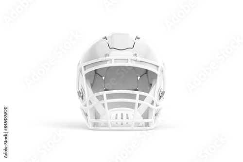 Blank white american football helmet mockup, front view