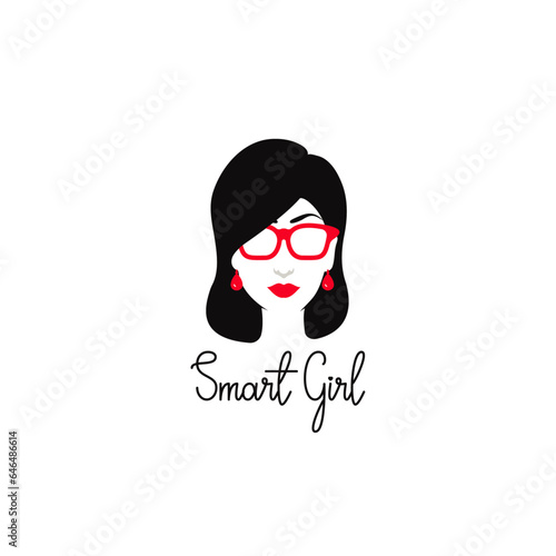 Smart Beauty Girl Logo Symbol Design Template Flat Style Vector