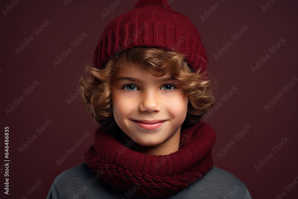 portrait of a young brunette boy with a red cap,ai generated portrait of a young brunette boy with a red cap,ai generated