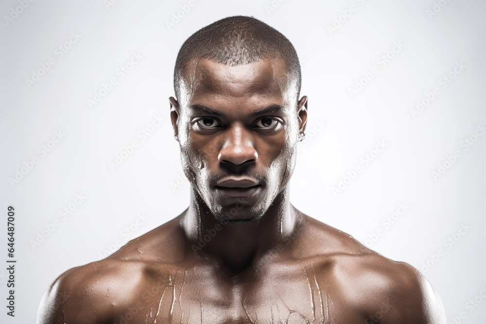 portrait of a handsome bald black sweaty man, ai generated portrait of a handsome bald black sweaty man, ai generated