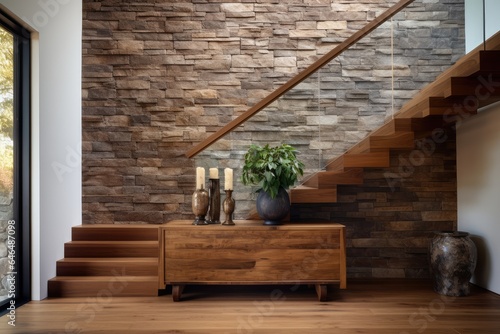 Modern elegant L shape wooden staircase