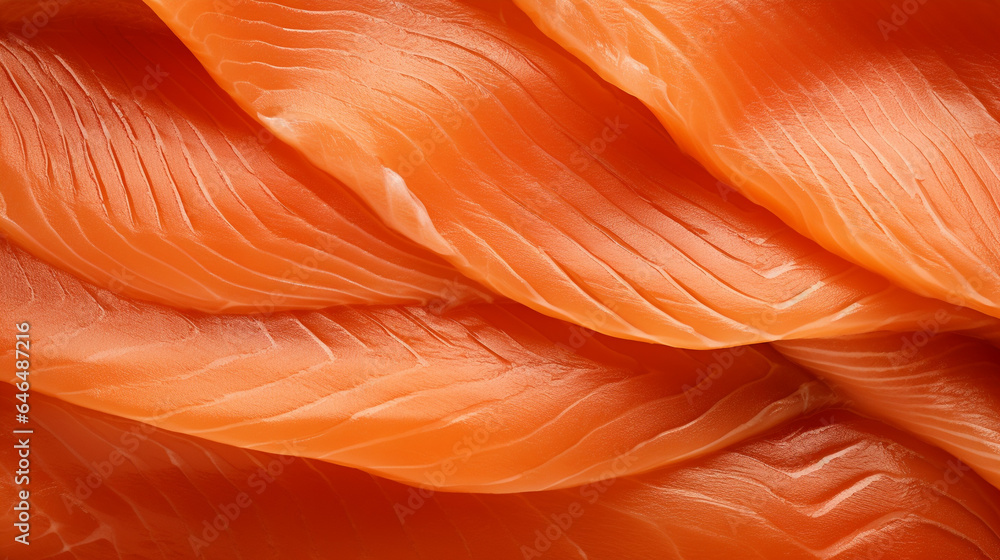 Closeup slices of smoked salmon