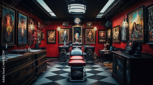 Modern and creative tattoo parlor with a chair. Brutal interior design © brillianata