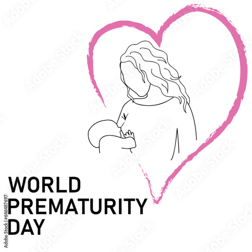 Prematurity day outline illustration. Flat vector illustration. 