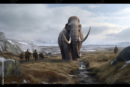 Mammoth in the permafrost. AI generated.