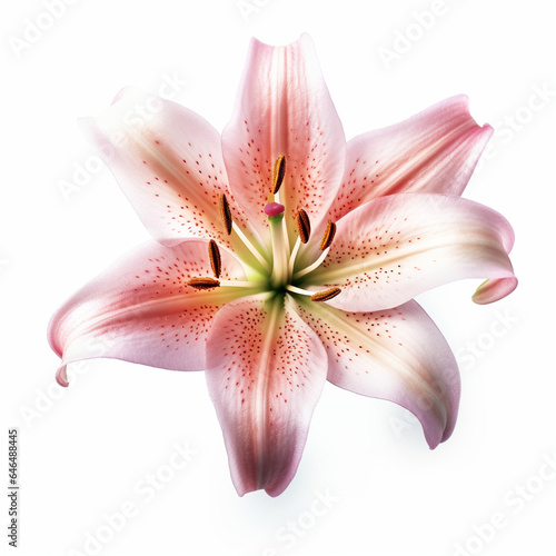 Pink lily, flower, isolated on white background. AI generated.