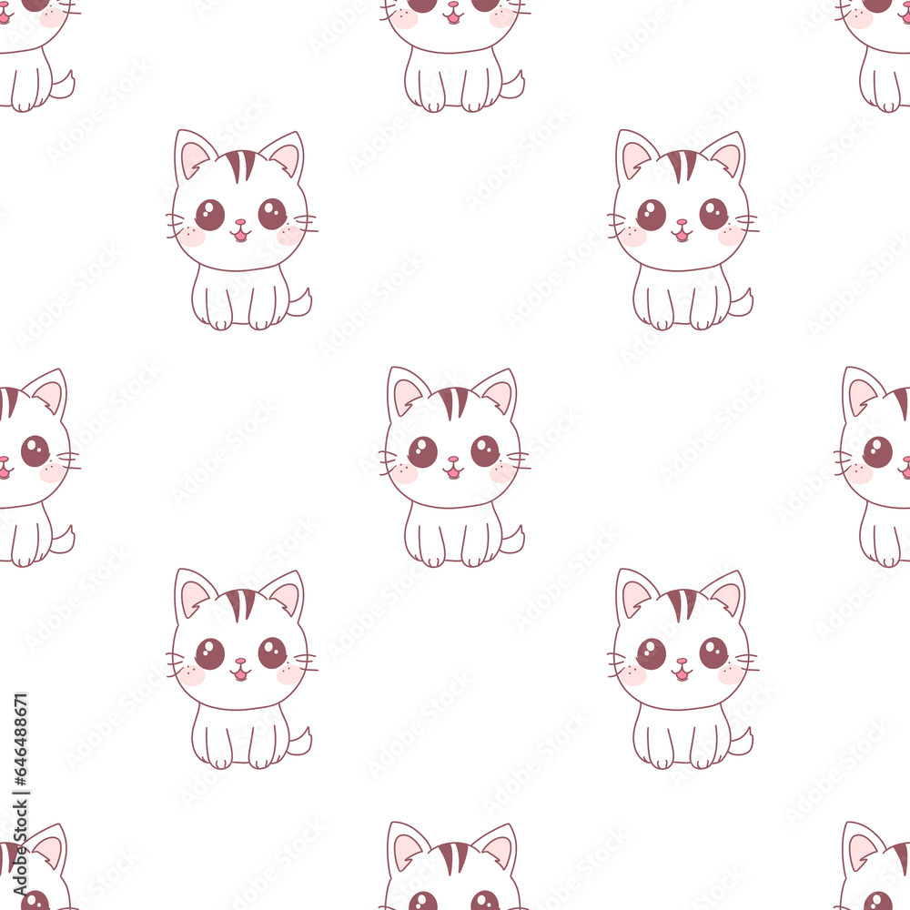 Seamless pattern with cartoon cats