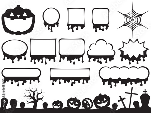 ハロウィンの血が滴るフレームセットのイラスト