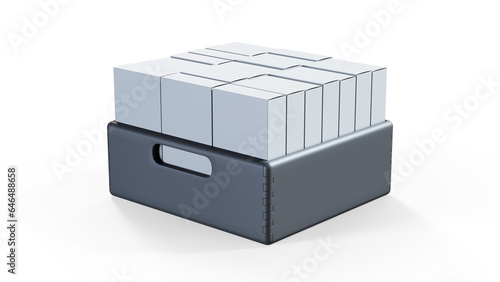 Wallpaper Mural Cardboard boxes on pallet  3d render on white Torontodigital.ca