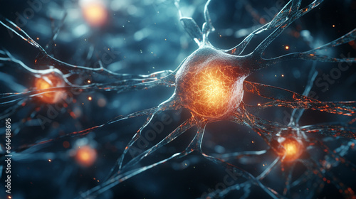 neurons and nerve synapses in the body, generative ai photo