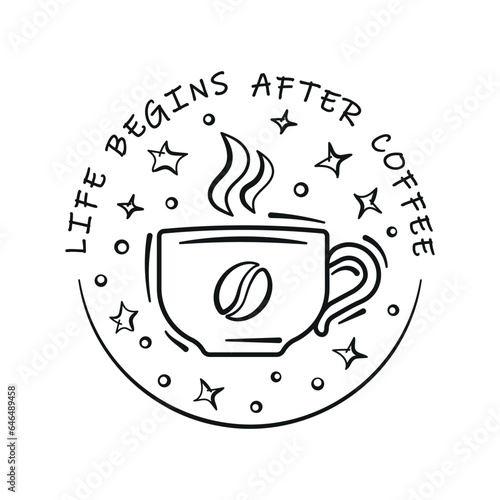 Coffee cup icon vector illustration. Sketch cup on isolated background. Poster sign concept.
