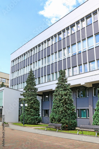 KRAKOW, POLAND - JUNE 14, 2021: A modern building of University of Economics in Krakow, Poland.