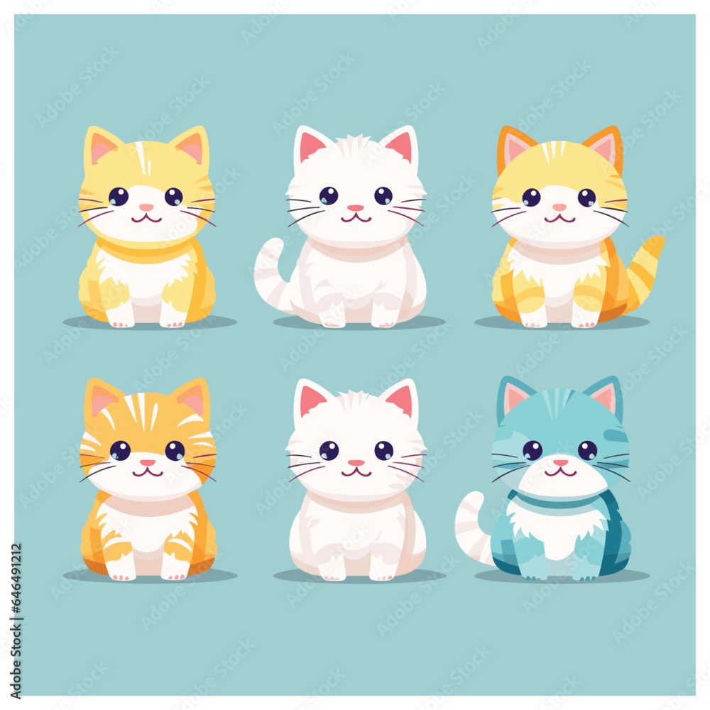 set of cute cat vector set of cute cat vector
