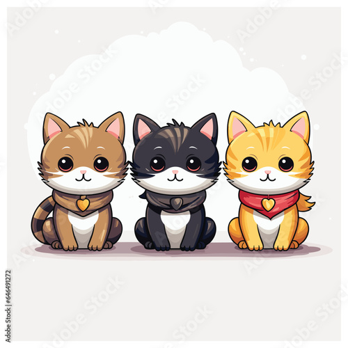 set of cute cat vector