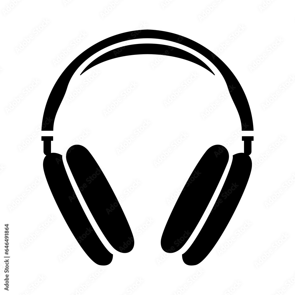 Headphones, an isolated device, new technology, a simple illustration for websites and contents on white background, flat style art Headphones, an isolated device, new technology, a simple illustration for websites and contents on white background, flat style art
