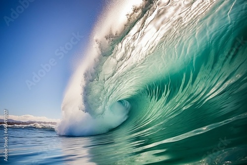 A wave crashing and creating spray in the beautiful Maldives. Generative AI