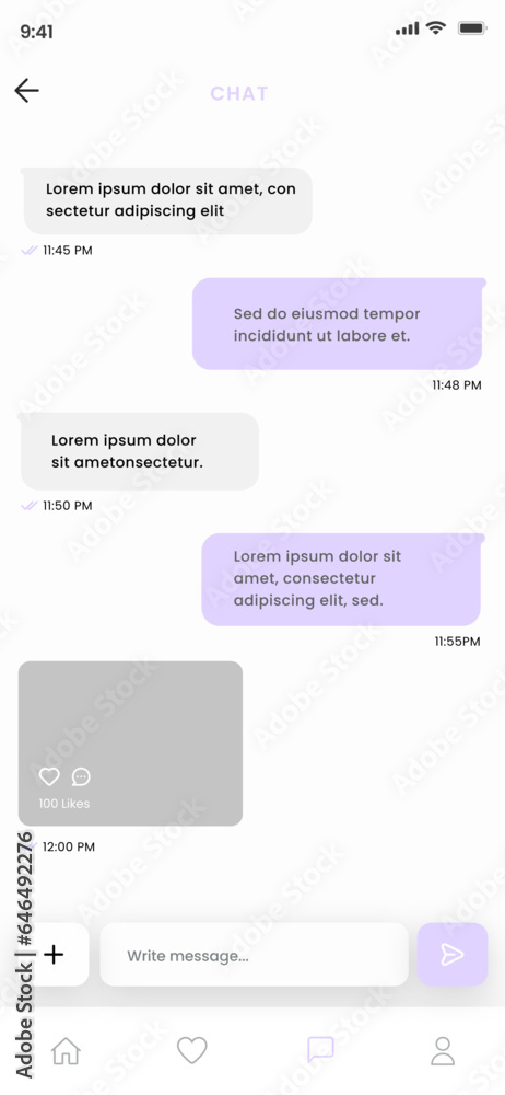 Chat, Messages and photos screen App Template Chat, Messages and photos screen App Template