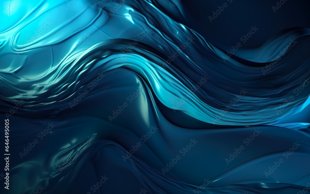 Fototapeta premium Blue abstract liquid wave background flowing liquid. AI, Generative AI