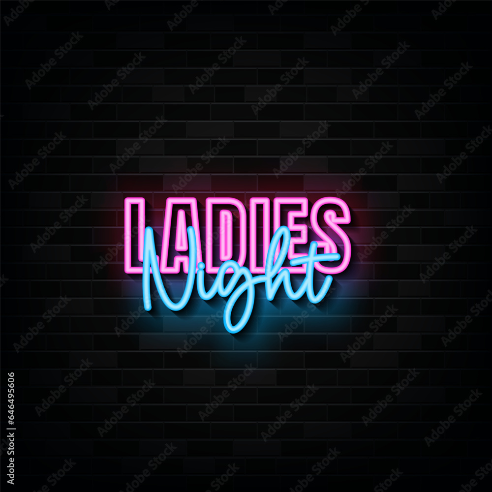 Obraz premium Ladies Night Neon Signs Vector Design Template Neon Style
