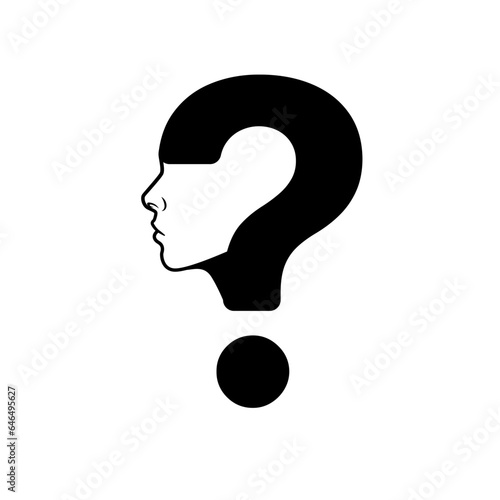 Question mark with face icon, thinking concept design