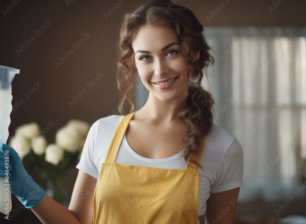 Fototapeta premium Beautiful young housewife, Ready to clean.