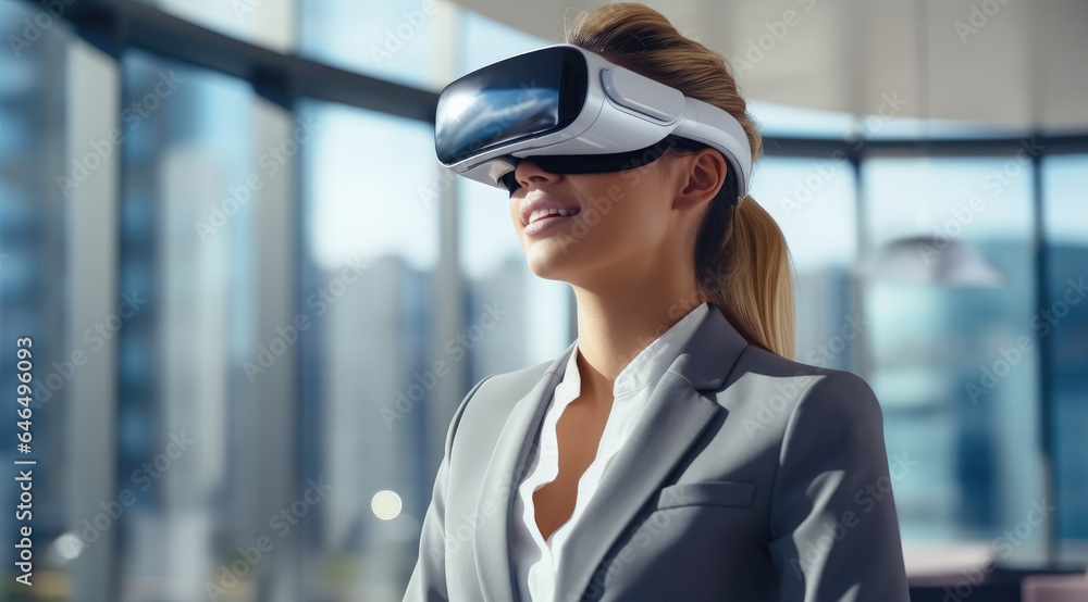 Businessman in high tech enterprise, Using VR glasses. Businessman in high tech enterprise, Using VR glasses.
