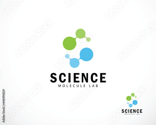Molecule logo creative science lab biology technology network connect icon design circle digital letter s