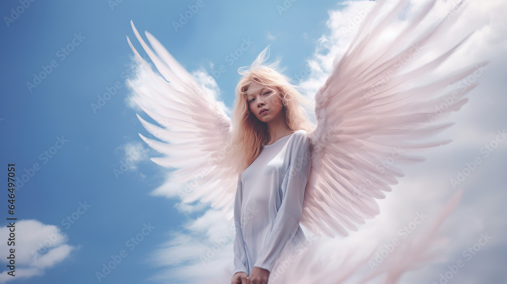 Portrait of beautiful angel up in the sky Portrait of beautiful angel up in the sky