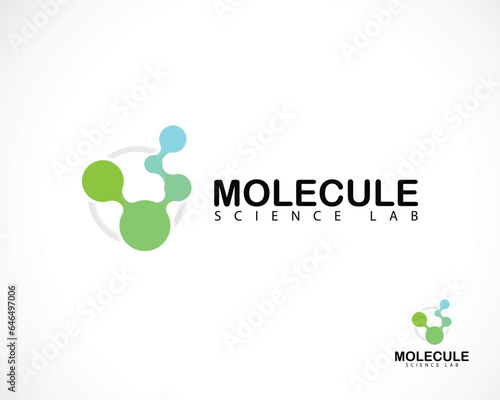 Molecule logo creative science lab biology technology network connect icon design circle digital