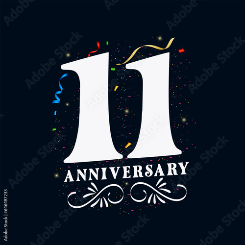 11 Anniversary luxurious Golden color 11 Years Anniversary Celebration Logo Design Template