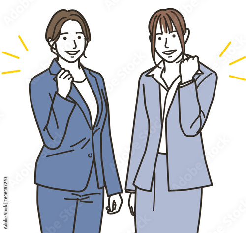ガッツポーズする女性のビジネスパーソン達

