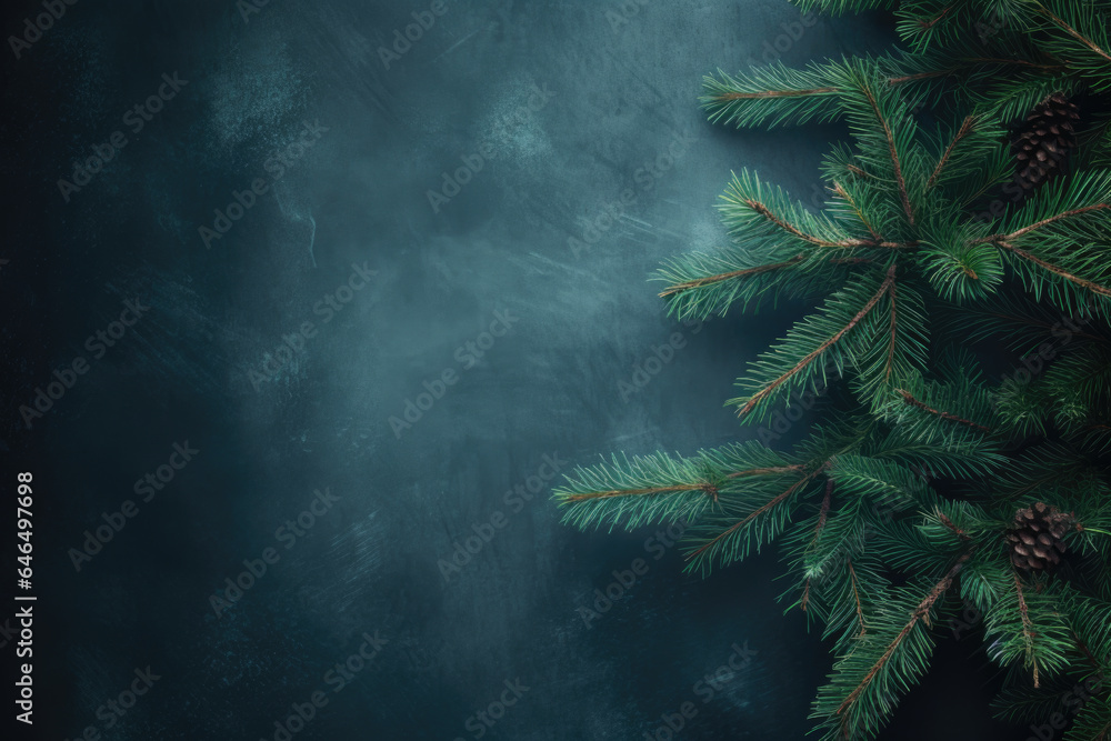 Christmas Pine Branches Background - Generative AI