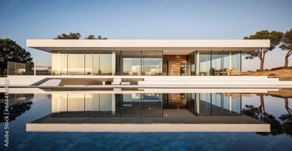 Fototapeta premium Modern Luxury House With Infinity Pool.