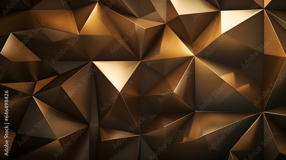 Abstract 3D Background of triangular Shapes in dark golden Colors. Modern Wallpaper of geometric Patterns
Abstract 3D Background of triangular Shapes in dark golden Colors. Modern Wallpaper of geometric Patterns