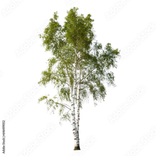 Summer green birch tree  png file of isolated cutout object on transparent background.
