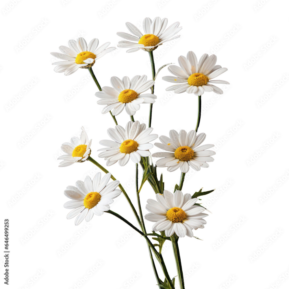 Obraz premium bouquet of chamomile daisy flowers , png file of isolated cutout object on transparent background.