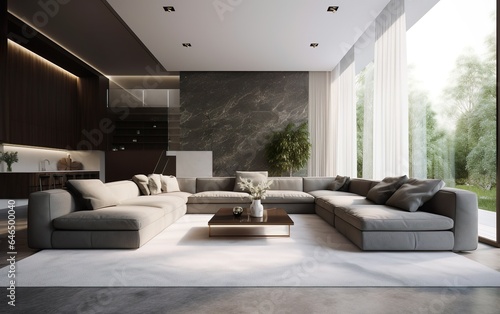 Interior of luxury home mock up. AI, Generative AI © Stormstudio