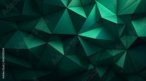 Abstract 3D Background of triangular Shapes in emerald Colors. Modern Wallpaper of geometric Patterns 