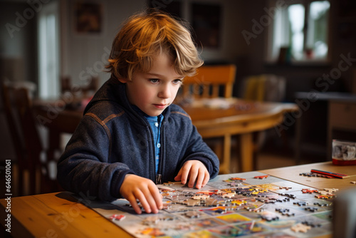 autism a child with a disability putting together a puzzle generative ai