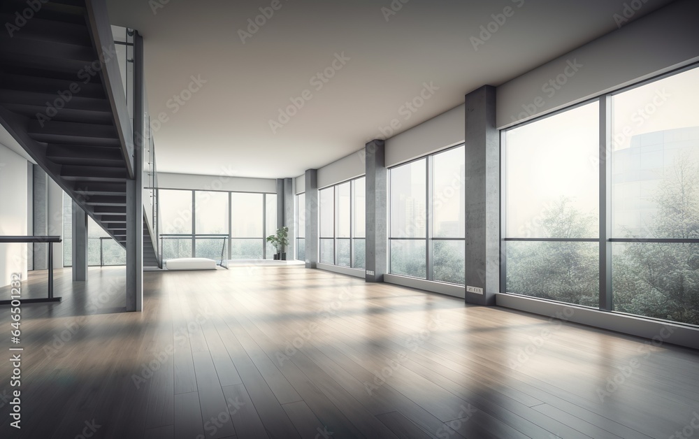Fototapeta premium Modern empty interior. AI, Generative AI