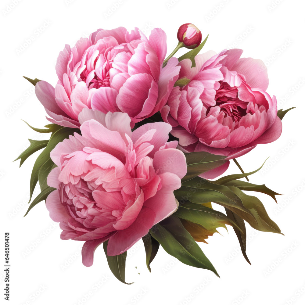 bouquet of pink peonies flowers , png file of isolated cutout object on transparent background. bouquet of pink peonies flowers , png file of isolated cutout object on transparent background.