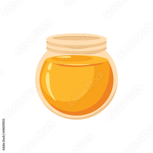 Vector Open Glass Jar with Liquid Natural Honey Inside