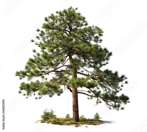 one coniferous pine tree  png file of isolated cutout object on transparent background.