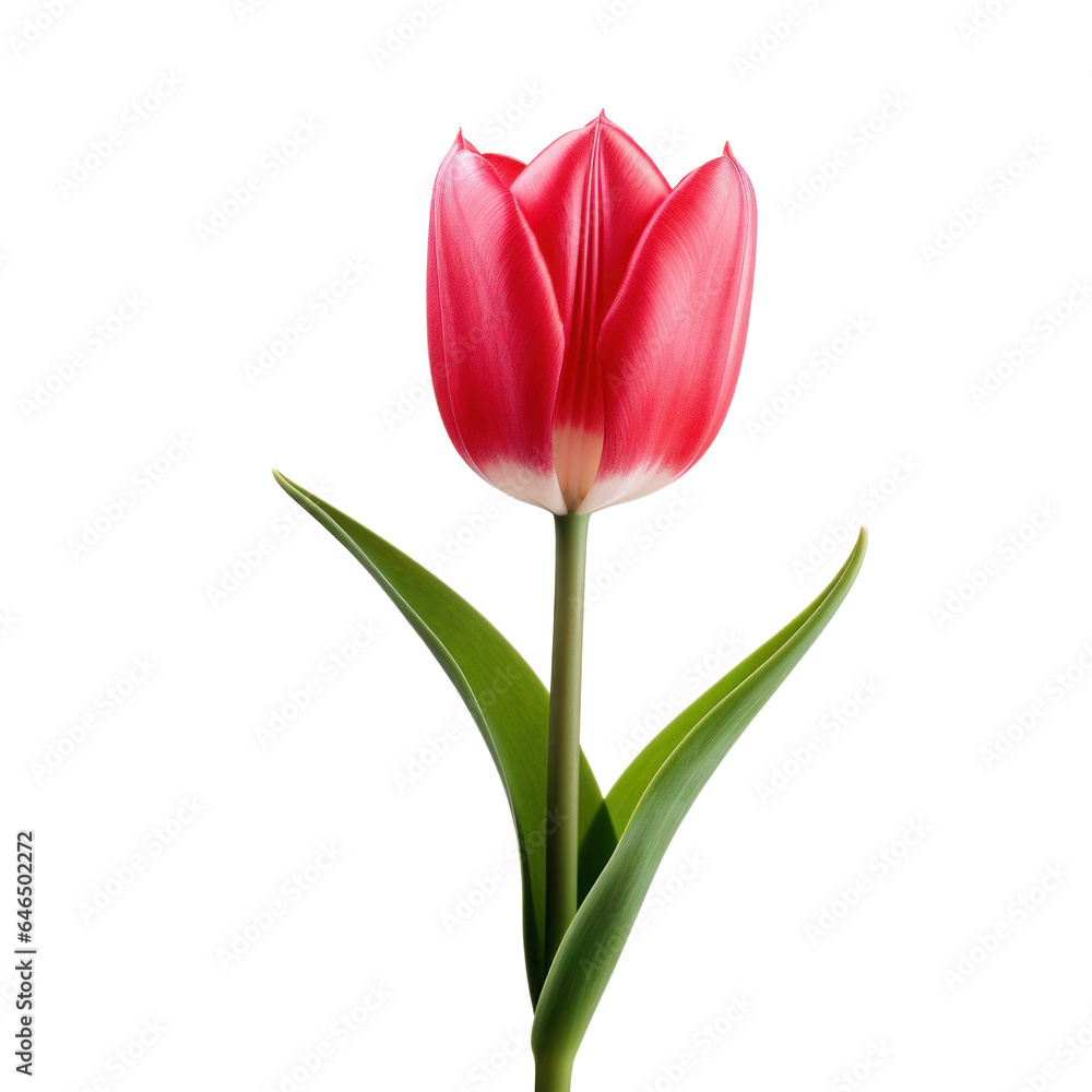 one pink tulip flower, png file of isolated cutout object on transparent background.