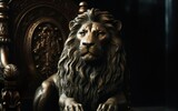 Royal lion sitting on a throne closeup. AI, Generative AI